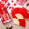 Tatuo 80 Pcs Hand Fans Bamboo Silk Folding Fans Handheld