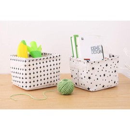 AARainbow 3 Packs Storage Basket Bins Canvas Mini Storage Cubes Storage Basket for Makeup, Toys Liners, Books Storage Baskets with Handles for Shelves & Desks (3 Star)