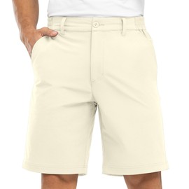 BGOWATU Mens Stretch Golf Shorts Lightweight Quick Dry Hiking Cargo Camping Athletic Work Flat Front Shorts with Multi Pockets Off White Size 34