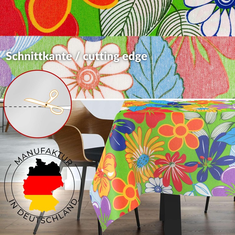 Fabric Tablecloth, Washable, Cotton Polyester Tablecloth, Colourful Flowers, 100 x