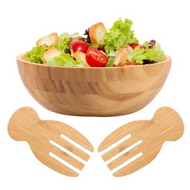 RdjEokf Wooden Salad Bowl Set, Salad Bowl & Servers Wood Fruit Bowl, Easy to Clean Wood Serving Container, Wood Bowls for Food, Great for Stirring Salads and Holding More Food