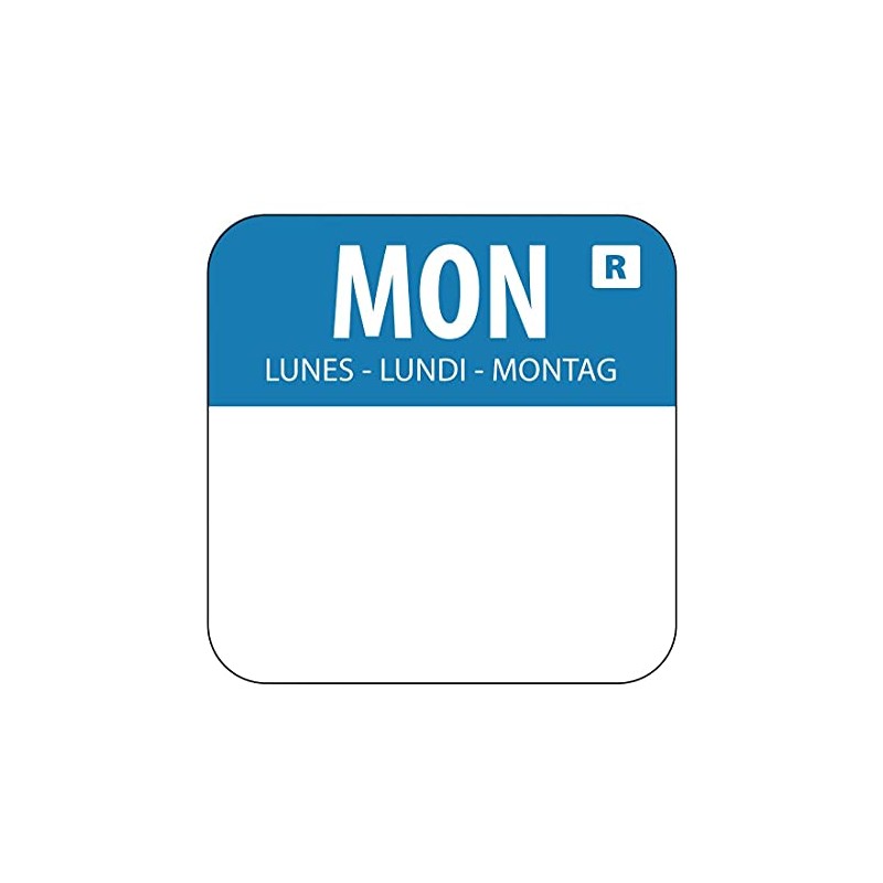 "1" Colour Coded Blue Monday Food Safety Day Labels Food