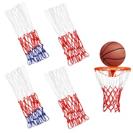 JIEYUMAO 4Pcs Basketball Nets, 2 Colors Heavy Duty Basketball Net Replacement, Red White Blue Nylon Basketball Nets Basketball Hoop Net Outdoor Basketball Net for Home School Park Gym