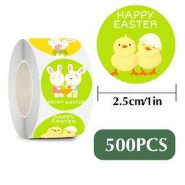 500 PCS Easter Stickers,Happy Easter Stickers on a Roll,Easter Bunny Egg Chick Wrapping Roll Sticker,Lovely Bunny Stickers Decorative Seal Easter Stickers for Easter Crafts Arts Making DIY Card b