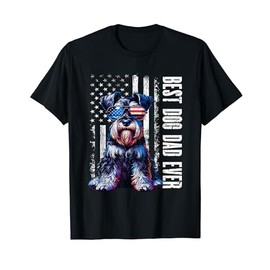 USA Flag Best Dog Dad Ever Miniature Schnauzer 4th Of July T-Shirt for Women Men