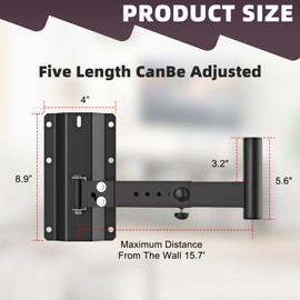 Fixirons Speaker Wall Mount Heavy Duty Adjustable for 4positions& 180° Rotation PA Speaker Mount Support Up to 120lbs Wall Speakers Mount Black 2 Packs