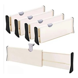 Organizador De Divisores Ajustables Para Cajones, 4 Unidades Color Blanco