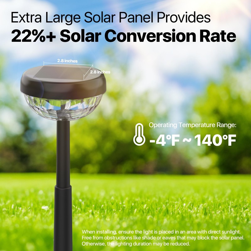 Ensenior 8-Pack Solar Lights Outdoor, Auto ON/Off 6500K LED Solar