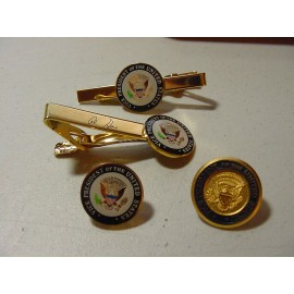 LOT 4 VICE Presidential AL GORE  2 Lapel Pin & 2 TIE CLIP -DIECAST +COLOR SEAL