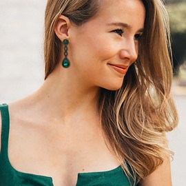 Clearine Infinity Chandelier Dangle Earrings for Women Bridesmaid, Sparkling Teardrop Rhinestone Crystal Drop Prom Party Jewellery Emerald Green Black-Tone