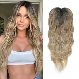 CUTEUS Hair Topper for Women, 360° 3D Hair Toppers for Women with Thinning (Ombre Dark Blonde, Side Bangs)