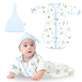 BunnyBlooms Baby Sleep Sack with Detachable Sleeves – 100% Cotton | Wearable Blanket for Newborns, Infants, and Toddlers (Blue, Medium (9 months - 2 Years))