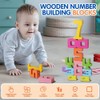 xinrongda Wooden Number Blocks Toys for Kids, Wooden Building Blocks