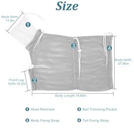 Cat Bathing Bag, Breathable Mesh Cat Shower Bag Anti Scratch Adjustable Grooming Bag for Nail Trimming Polyester Soft Washing Bag