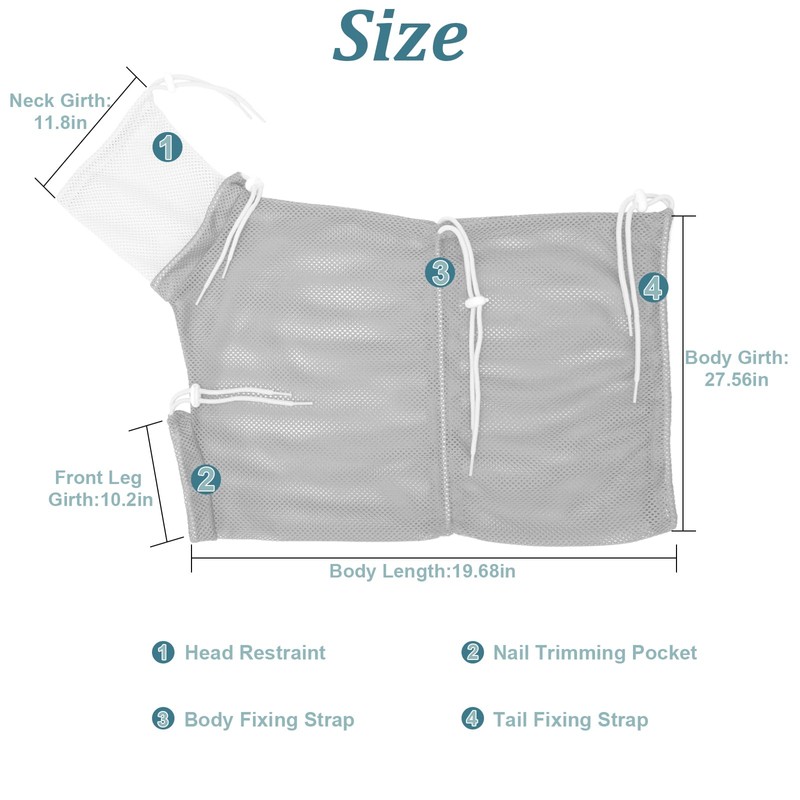 Cat Bathing Bag, Breathable Mesh Cat Shower Bag Anti Scratch