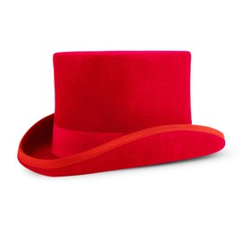 Punctualgood Wool Felt Top Hat Victorian Mad Hatter 6" Magic Hat Gentlemen Performing Jazz Caps Rock Hat for Men Women Gift, Red, Medium