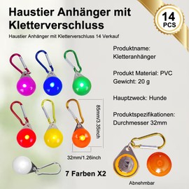 HOSPAOP LED Light Pendant for Dogs, Pack of 14 Safety Light Dog Light with 3 Light Modes, Flashing Light for Dog Collar, Kids School Bag, Cats, Joggers