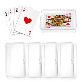 COMNICO Set of 4 Playing Cards Box Transparent Plastic Card Deck Box Storage Box Empty Card Box for Bank Cards Business Cards Playing Cards Trading Cards