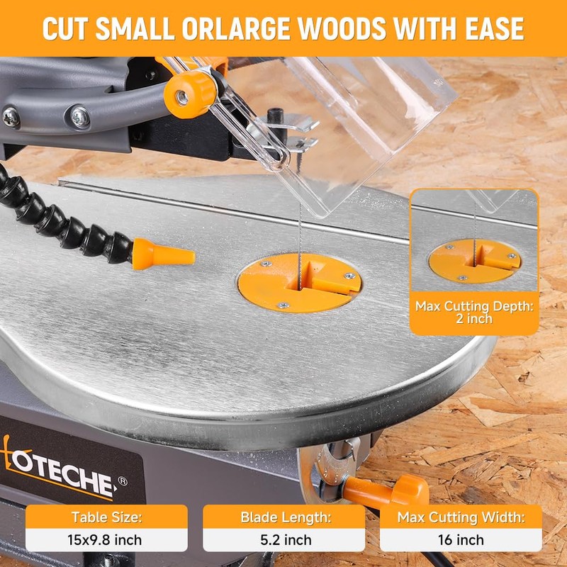 Hoteche 16-inch Power Scroll Saw for Woodworking with Large Tilting