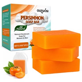 3 PCS Persimmons Soap for Body Odor, Natural Bar Soap for Old People Smell