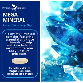 Potent Garden 2-Pack Mega Mineral Supplement Complete Mineral Complex with Calcium Magnesium Zinc Potassium Boron Selenium Chromium & 72 Trace Minerals Iron Free Calcium Supplement -200 Pills