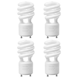 VEVOR 4-Pack CFL Light Bulbs, 13W Compact Fluorescent Spiral Bulbs with 2700K Warm Light, 900lm Luminous Flux, Twist and Lock GU24 Base, Ideal for Bedrooms, Study Rooms, Living Rooms, Commercial Use