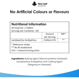 Lactobacillus Acidophilus Supplements 365 Tablets High Strength - Digestive & Gut Health Supplements Lactobacillus Live Cultures for Gut Health - Vegan, GMO-Free, Gluten-Free, GMP