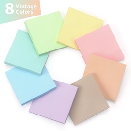 Sticky Notes 3x3inch, 8 Pads Self-Stick Notes, 8 Pastel Multi Colors with Gray Note Pads, Suitable for School, Home, Office, 80 Sheets/Pad