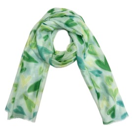 Heart Scarf Made of Silk Blend with Heart Pattern Scarf Summer Spring Autumn Neckerchief Stole Scarf Transition Scarf Silk Love Love, Green