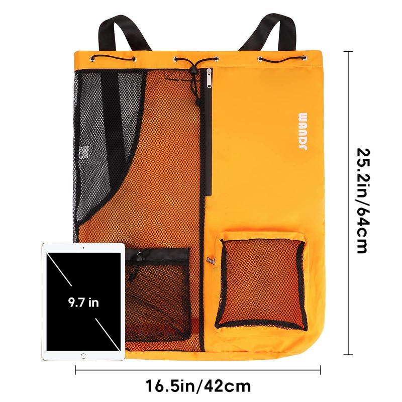 WANDF Swim Bag Mesh Drawstring Backpack with Wet Pocket Beach