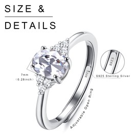 Krfy 925 Silver Rings for Women Garnet Peridot Amethyst Ruby Sapphire Opal Topaz Adjustable Rings Engagement Rings Promise Rings Anniversary Day Jewellery Gifts, Sterling Silver