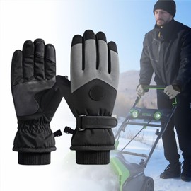 Snow Shovel Work Gloves - Winter Pusher Mittens Anti-Freeze Stroller Hand Cover, Waterproof and Snowproof Warm Protective Accessories, 1 Pair