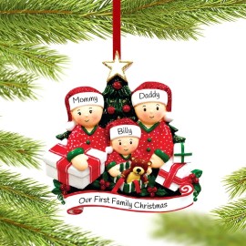 PolarX Personalized Opening Presents Family of 3 4 5 6 Christmas Ornament Pajama