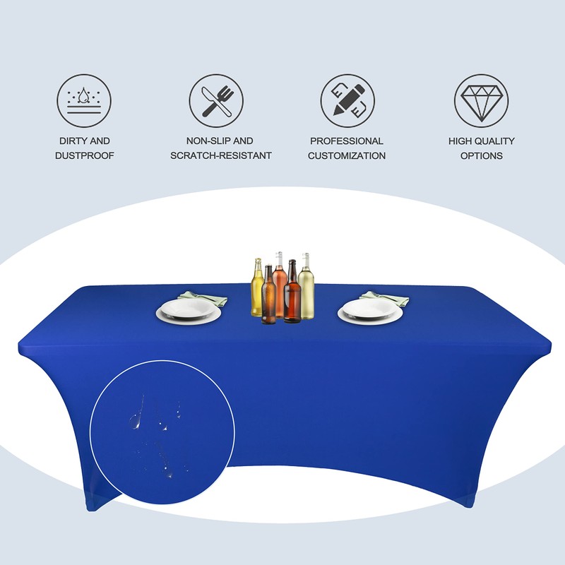 Ocves Stretch Tablecloth 6ft Spandex Table Covers Polyester Fitted Rectangular