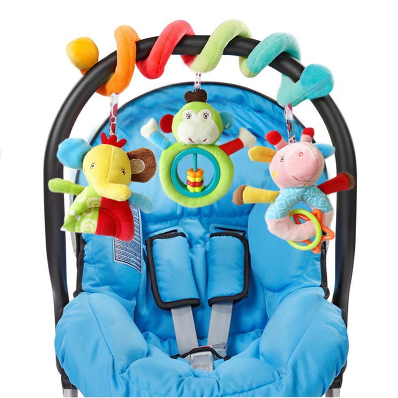 Baby Stroller Spiral Infant Toys Animal Plush Rattle For Stroller