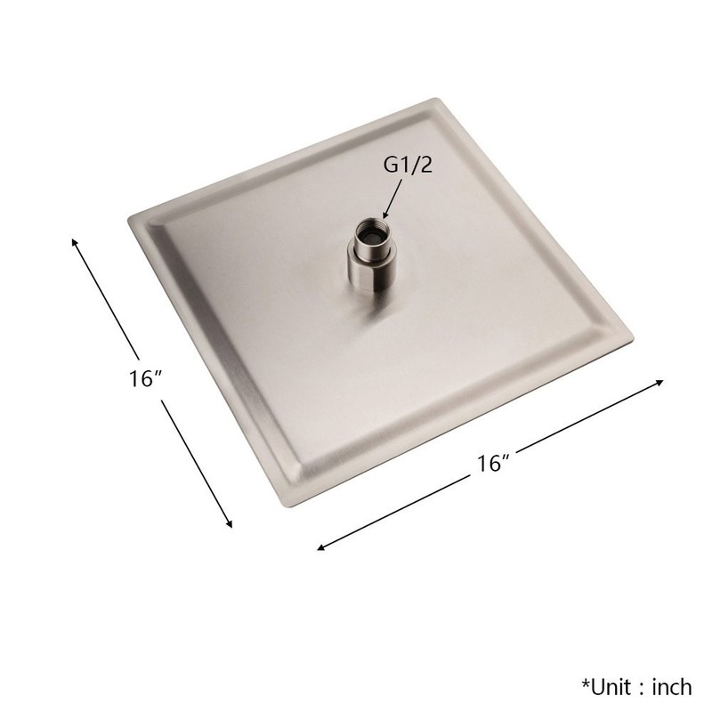 Lordear 16 Inch Shower Head Rainfall Solid Square Ultra Thin