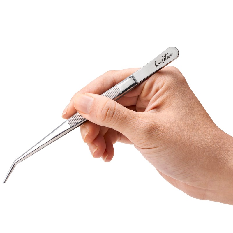 Beaditive 6-inch Sewing Machine Tweezers Set (10-PC) Serrated Bent Tips