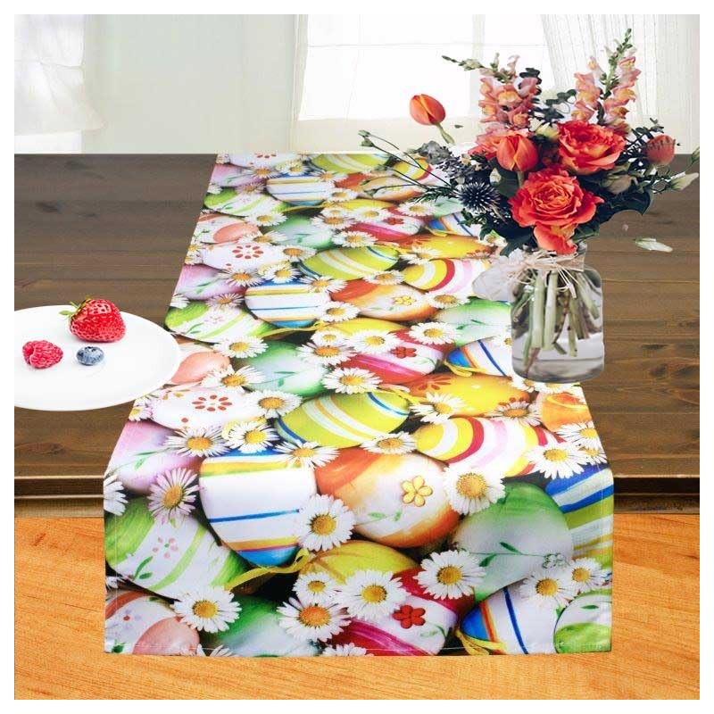 KAMACA Table Runner Spring Easter Flowers Rabbit Decor Easter Bunny