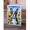 Caroline's Treasures Boston Terrier in Sunflowers Greeting Cards Pack of