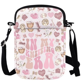 WCGXKO Crochet Shoulder Bag Crochet Lover Gift Crafter Mom Gift In My Knitting Era Crossbody Bag For Women (KNITTING CRO1)