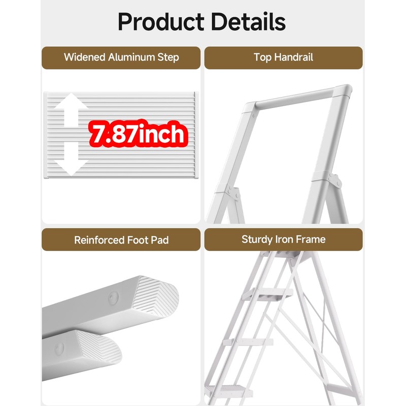 SOLADDER 6 Step Ladder, Anti-Slip and Foldable Step Ladder for