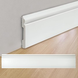 8 Pcs Wall Baseboard Molding Trim 47.2 x 3.15 in, High Impact Polystyrene Waterproof Skirting Board for Home Decor, Installed with Glue Not Include(8PC)