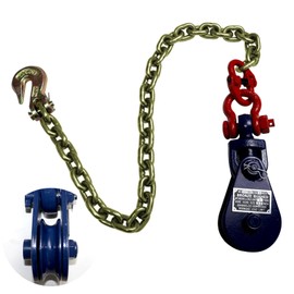 Bigorenda 2 Ton Snatch Block with G80 Chain,Flatbed Tow Truck Rollback Wrecker Car Carrier Cable,3" Sheave for 3/8" Inch Wire Rope,Swivel Shackle,Snatch Block Pulley for Towing Recovery Applications