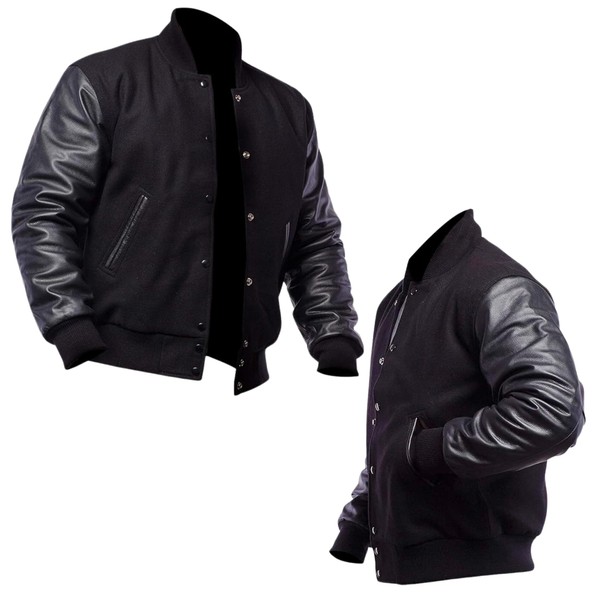 Mount Helicon Two-Tone Leather Baseball Varsity Jacket for Men -