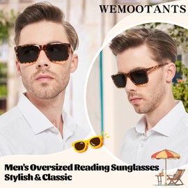 WEMOOTANTS Lightweight UV400 Protection Mens Reading Sunglasses +1.25 for Large Head Big Outdoor Full Lens Readers Sunglasses for Reading Fishing (Tortoise,1.25+)