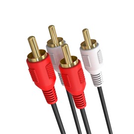 Cmple-2 RCA to 2 RCA Cables 12ft, Male to Male RCA Cable Stereo Audio Speaker Cable RCA Red and White Cables Double RCA Subwoofer Cable for Car Stereo, Home Theater, Audio Mixer, Amplifier-Black