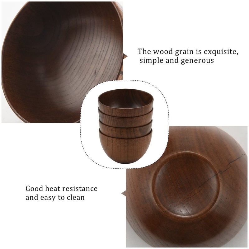 NISHZHU Set of 4 Creative and Simple Wooden Bottomless Bowl