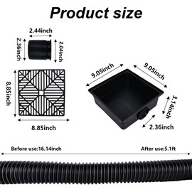 Rain Pipe Flap: Rainwater Collector Rain Sink Box with Plastic Strainer for Downpipe, Expandable Rain Pipe Drain Floor Drain Gutter Drain Gutter Rain Collector for Downpipes (Black)