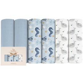 Yoofoss Pack of 6 Baby Muslin Squares 70 x 70 cm Muslin Nappies Burp Cloths Made of Cotton Muslin Cloths Cloth Nappies Absorbent Folding Nappies for Newborn Baby Toddlers