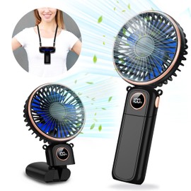 Portable Handheld Fan 5200mAh, USB Rechargeable Foldable Electric Personal Small Mini Hand Held Fan, 22Hrs Runtime, 6 Speeds, LED Display, Battery Powered, Gift for Men, Women, Travel, Outdoor, Makeup